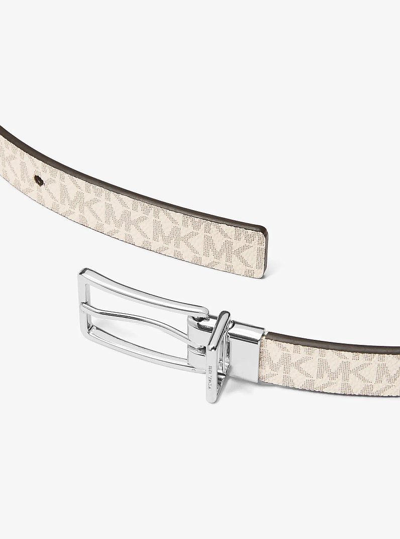 Ceinture r&eacute;versible en cuir et &agrave; logo Signature in VANILLE | Michael Kors
