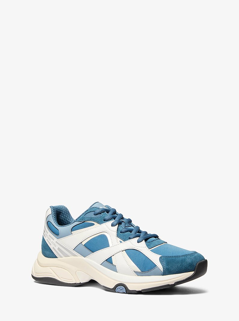 Leo Mixed-Media Trainer in DK CHAMBRAY | Michael Kors