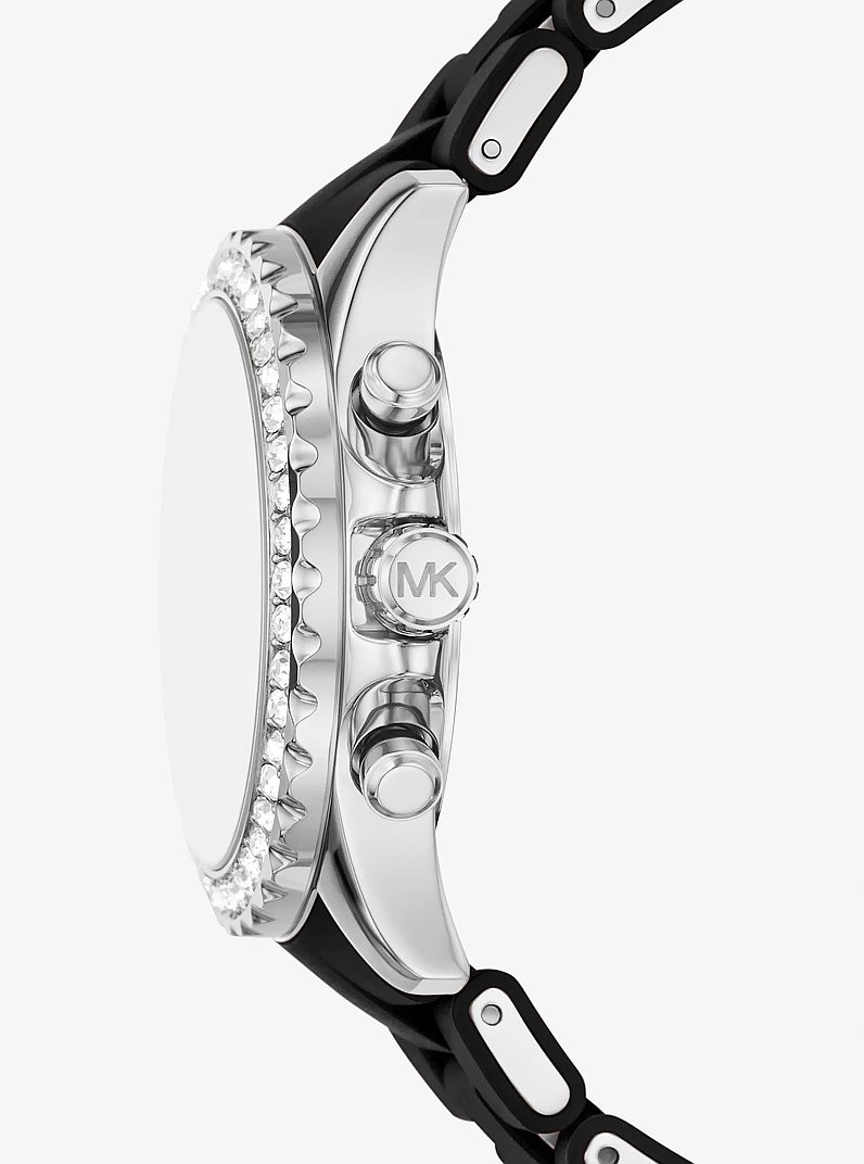 Oversized Everest Pav&eacute; Silver-Tone Watch in BLACK | Michael Kors