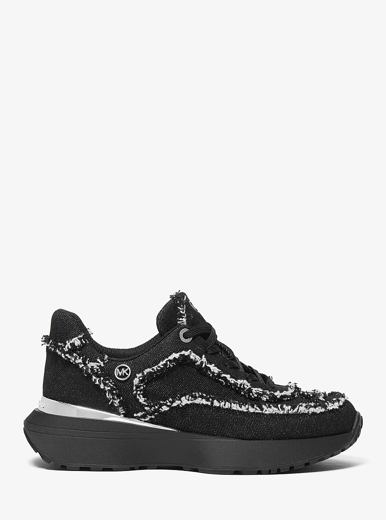 Ari Frayed Denim Trainer in BLACK | Michael Kors