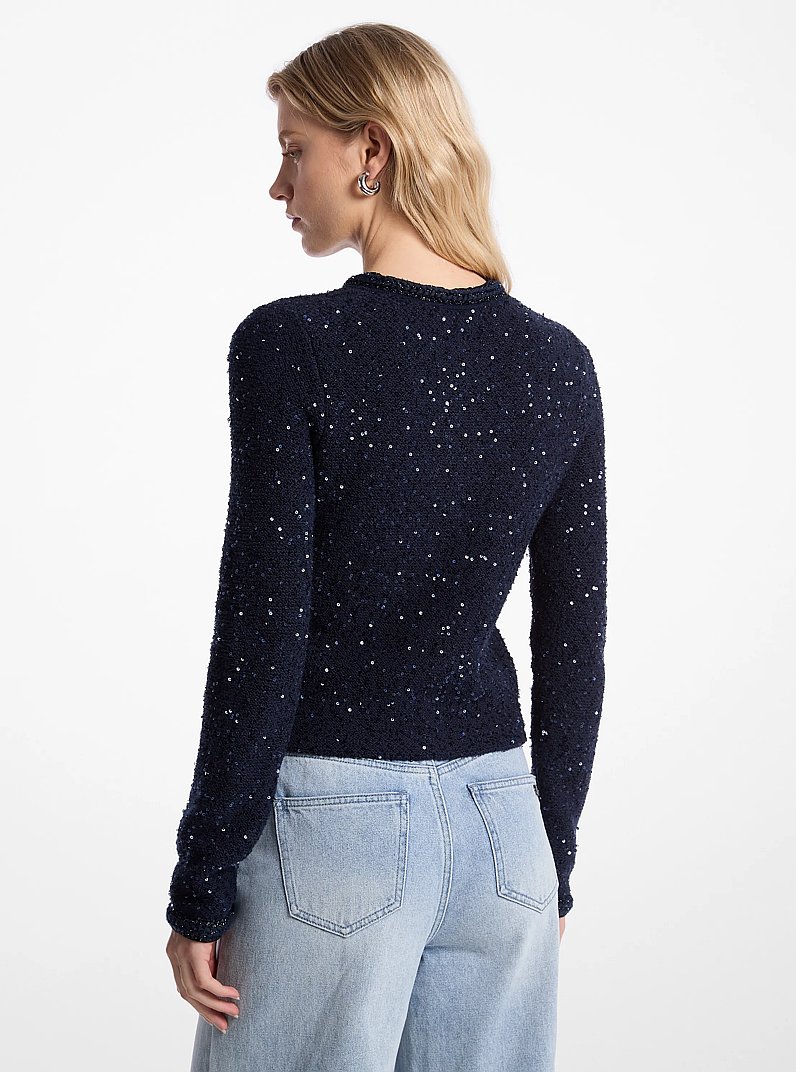 Jasje van metallic breisel met stretch en lovertjes in MIDNIGHTBLUE | Michael Kors