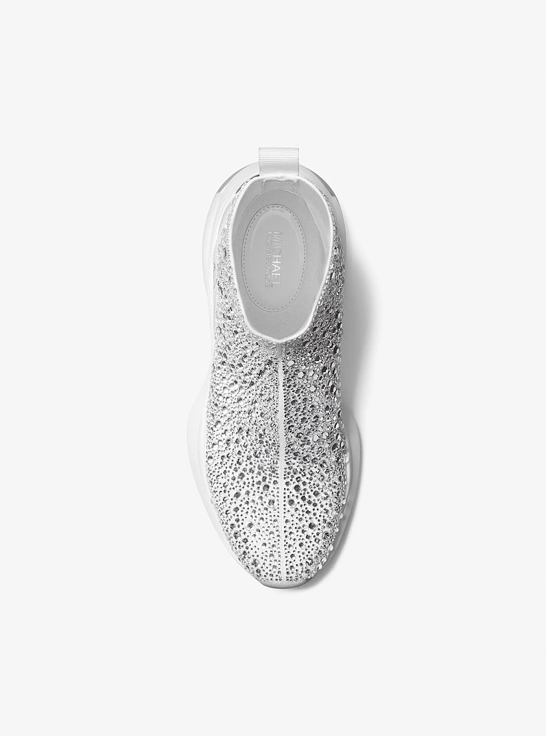 Zuma Embellished Stretch Knit Sock Sneaker in OPTIC WHITE | Michael Kors
