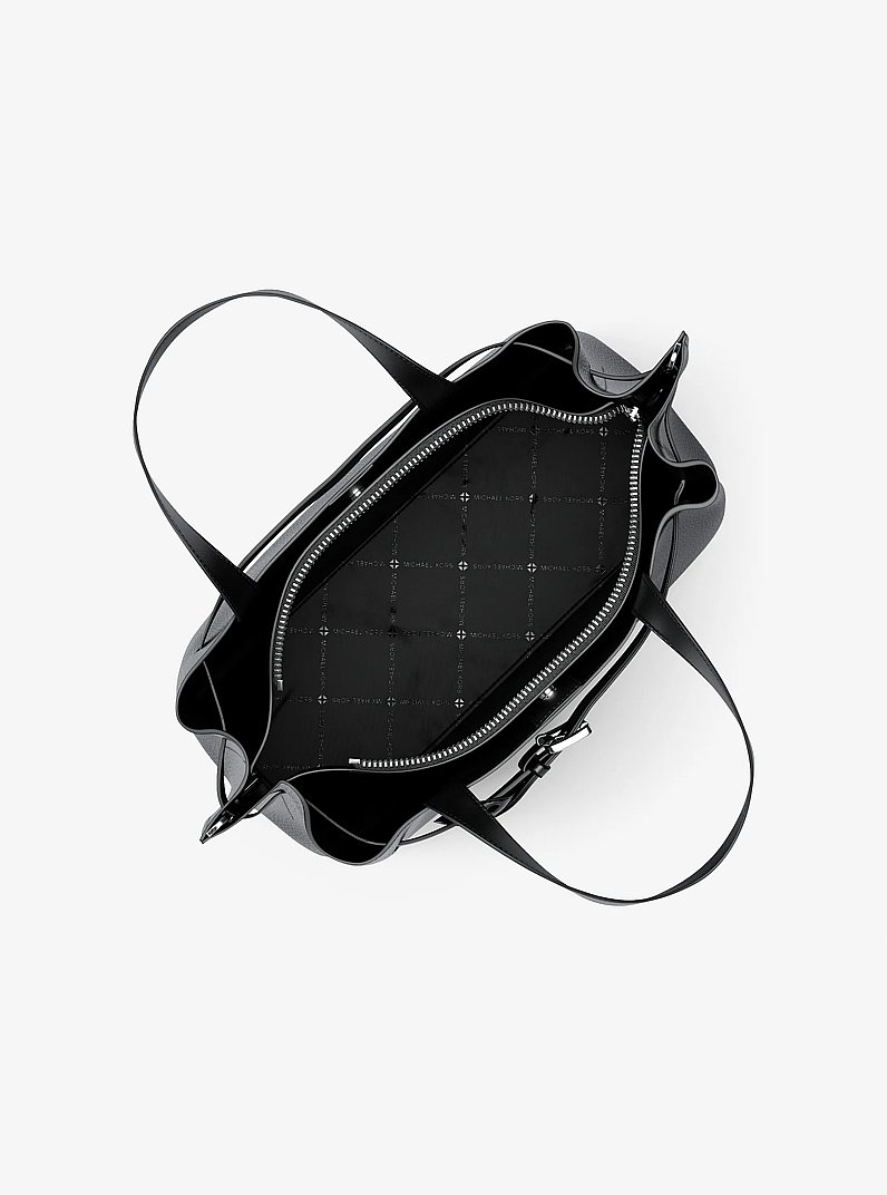 Emilia Medium Pebbled Leather Satchel in BLACK | Michael Kors