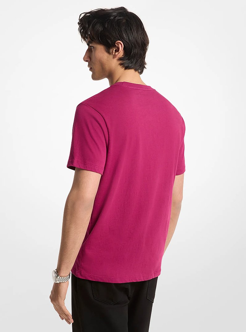 T-shirt en coton &agrave; imprim&eacute; floral et &agrave; logo in BAIE DE VIN | Michael Kors