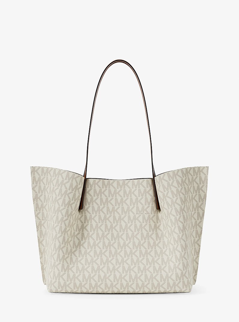 Shopper Emilia Large mit Signature-Logomuster in VANILLE/EICHELBRAUN | Michael Kors