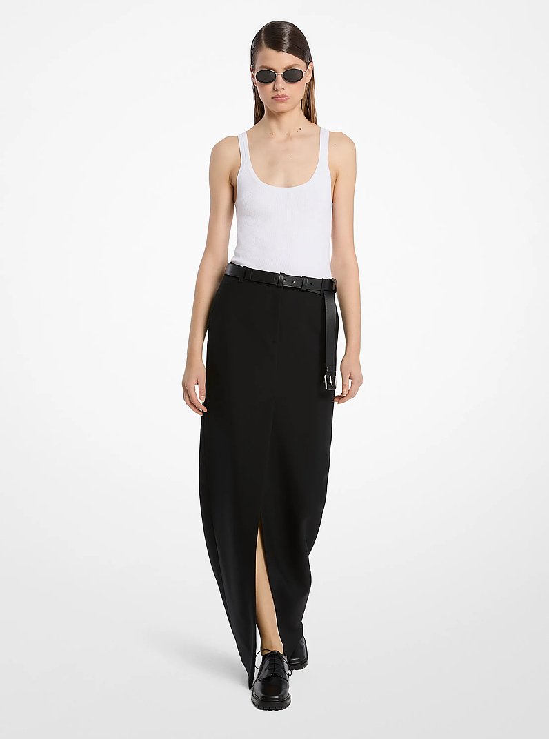 Falda pantal&oacute;n de pa&ntilde;o de lana in NEGRO | Michael Kors