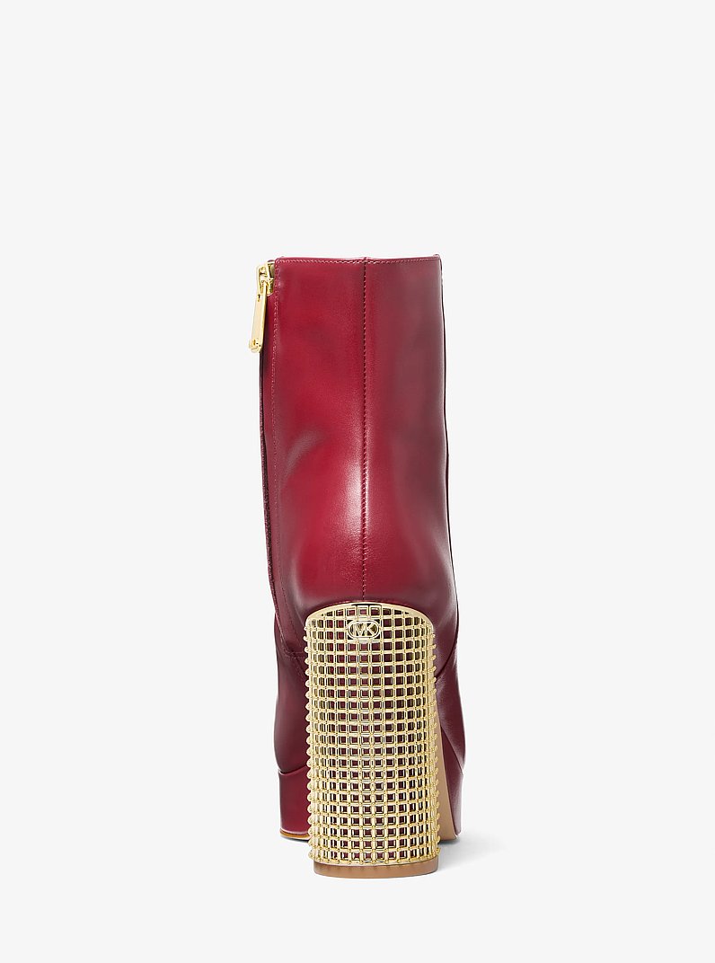 Maxine Leather Platform Boot in DEEP RED | Michael Kors