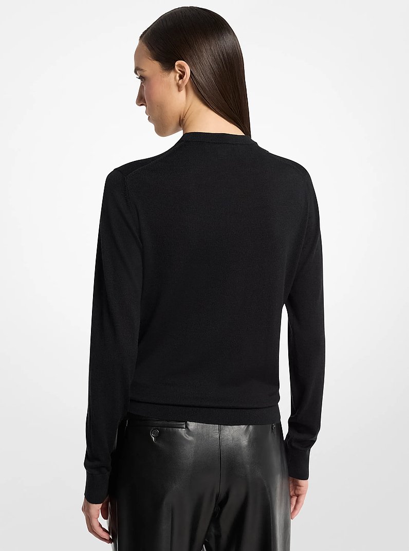 Cashmere and Wool Blend Sweater in BLACK | Michael Kors