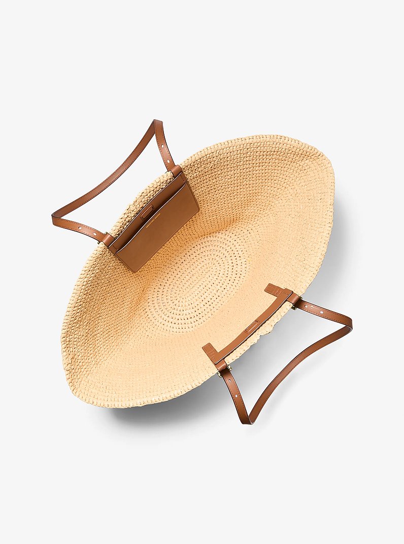 Isa Large Hand-Crocheted Straw Tote Bag in NATURAL/LUGGAGE | Michael Kors