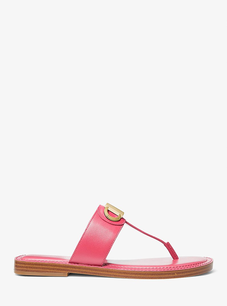 Sandalia Parker de piel con tira en forma de T in GERANIO | Michael Kors