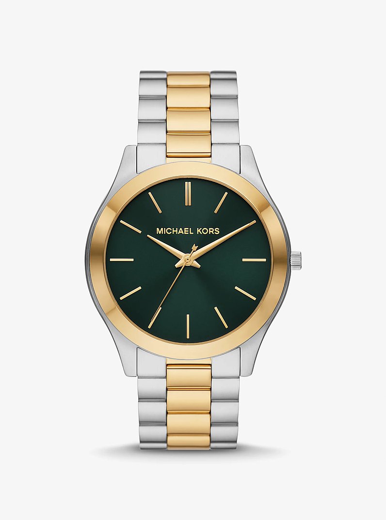Reloj Runway fino oversize en dos tonos in BITONO | Michael Kors