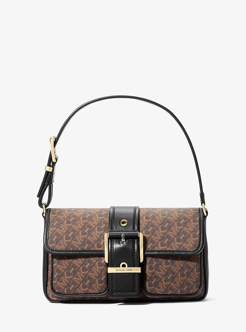 Colby Medium Empire Monogram Shoulder Bag in BROWN/BLK | Michael Kors