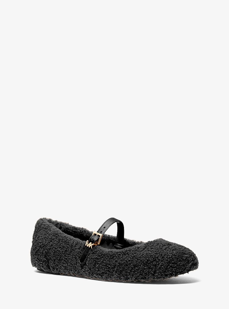 Chausson de ballet Mara en fausse toison d&rsquo;agneau in NOIR | Michael Kors