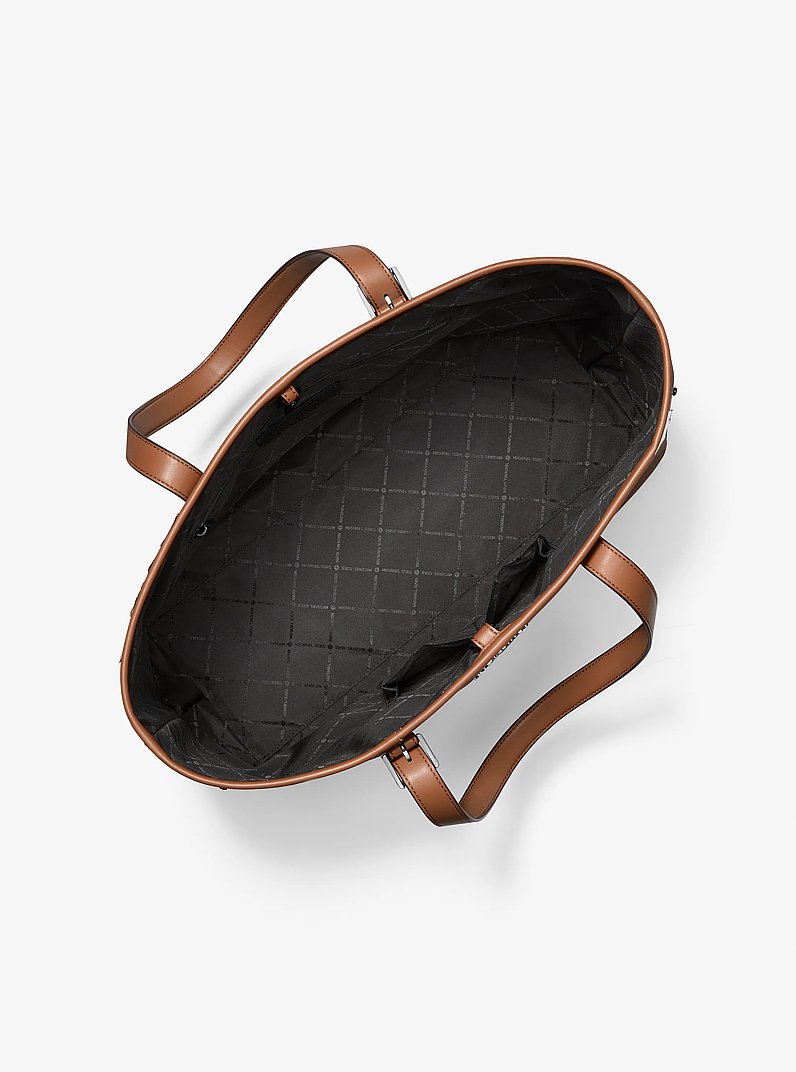 Hudson Medium Pebbled Leather Everyday Tote Bag in LUGGAGE | Michael Kors