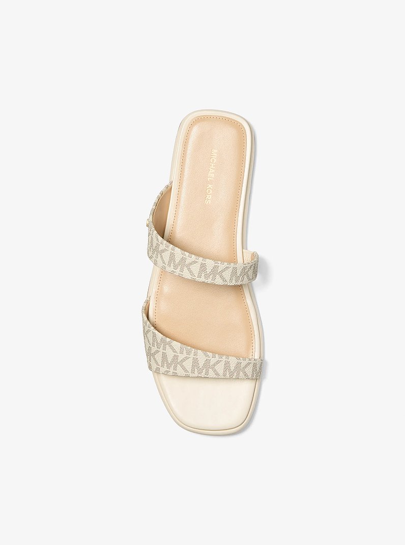Jaida Signature Logo Flat Sandal in VAN/CREAM | Michael Kors