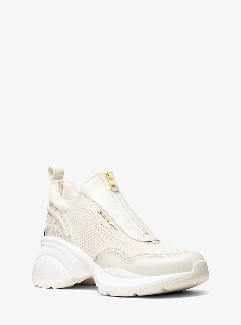 Zuma Mixed-Media Trainer in CREAM | Michael Kors
