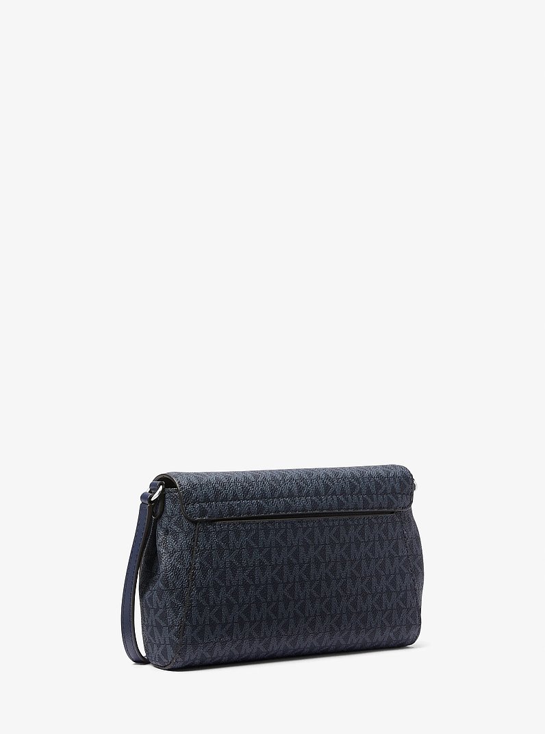 Medium Signature Logo Convertible Crossbody Bag in NAVY - Sale