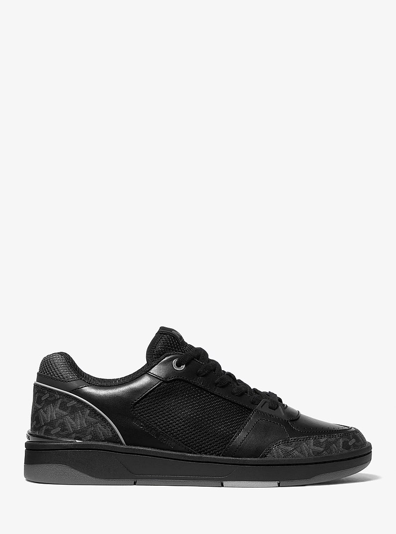 Rebel Empire Monogram and Leather Sneaker in BLACK | Michael Kors