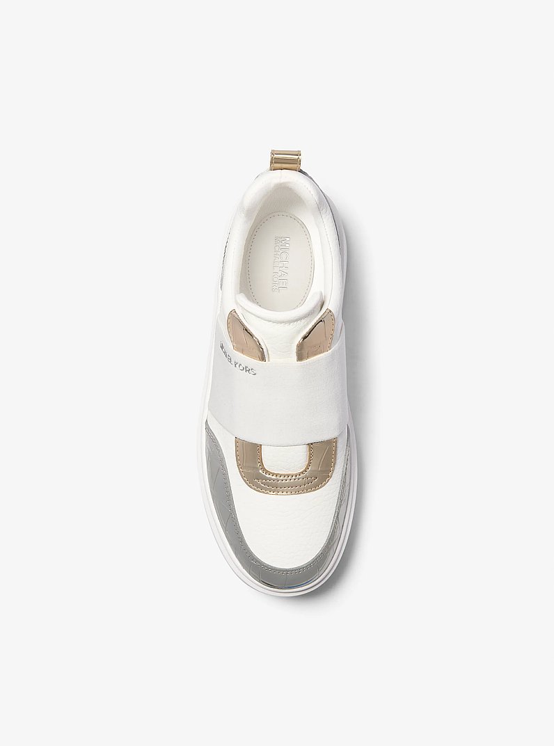 Romey Mixed Media Slip-On Platform Sneaker in SILVER MULTI | Michael Kors