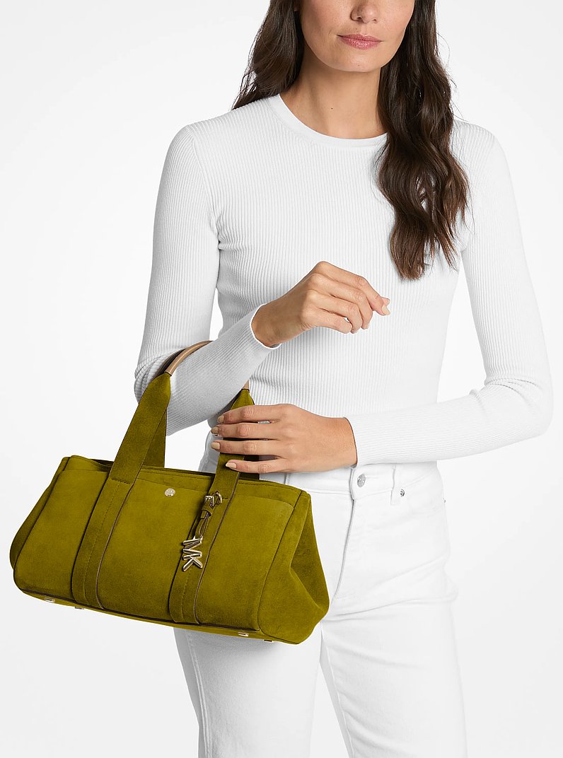 Romee Small Suede Satchel in PISTACHIO | Michael Kors