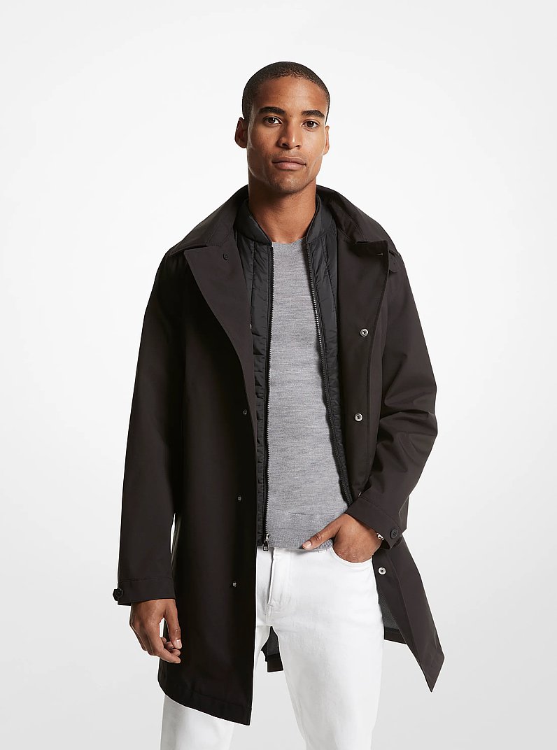 3-in-1 Mackintosh Woven Coat in BLACK | Michael Kors