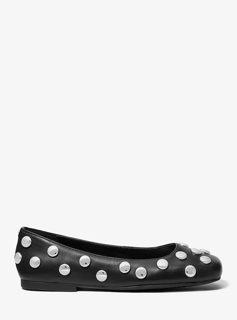 Matilda Studded Leather Ballet Flat in BLACK | Michael Kors
