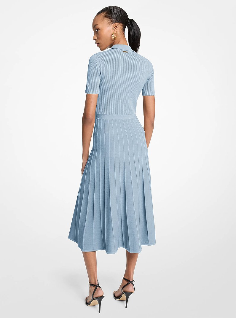Midi-Polokleid aus geripptem Stretch-Strick in CHAMBRAY | Michael Kors