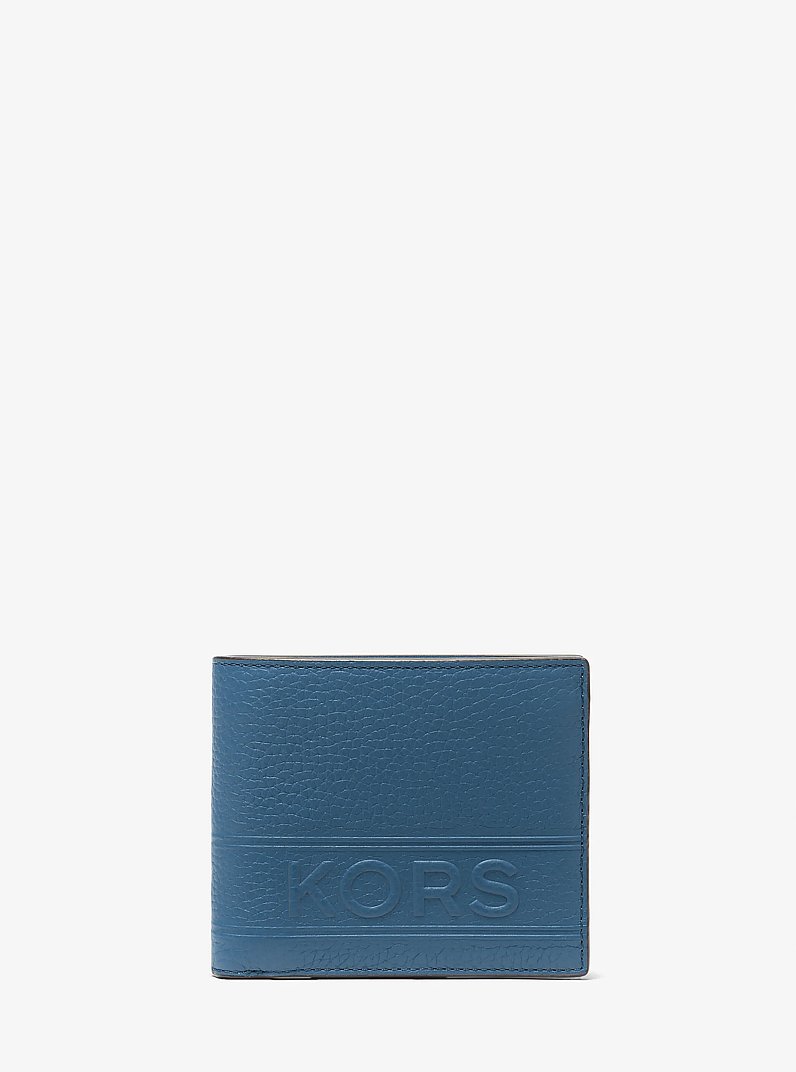 Hudson Pebbled Leather Billfold Wallet With Coin Pouch in DK CHAMBRAY | Michael Kors