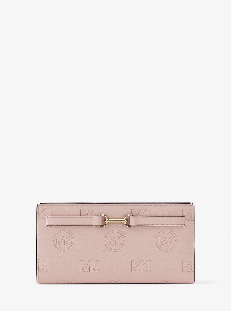 Carson Large Logo Debossed Snap Wallet in POWDER BLUSH | Michael Kors