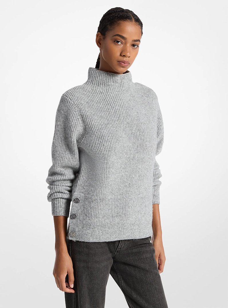 Ribbed Funnel Neck Sweater in PEARL HEATHER | Michael Kors