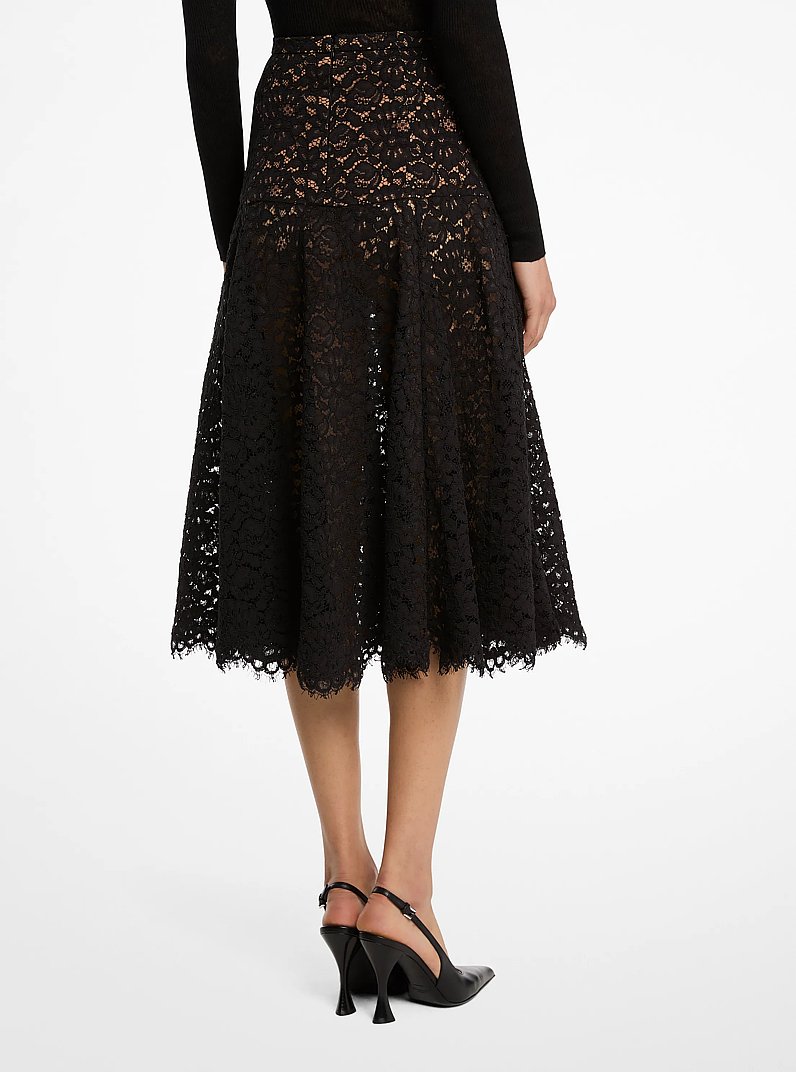 Falda de encaje floral de pana in NEGRO | Michael Kors