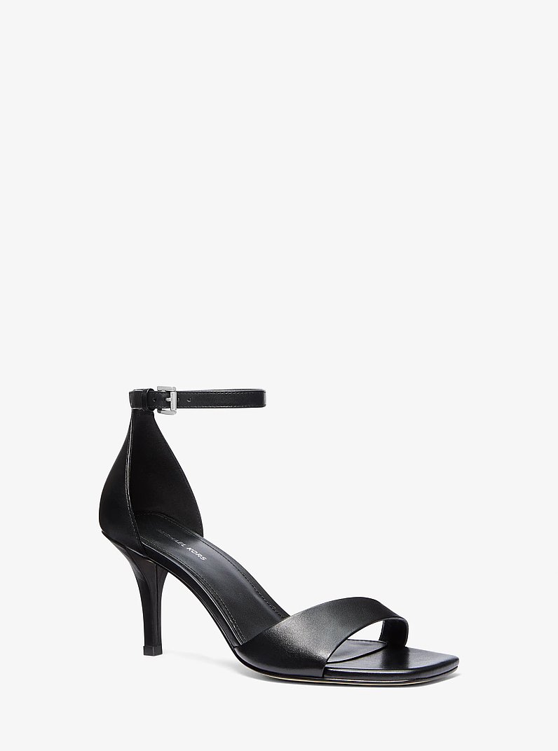 Jaida Leather Sandal in BLACK | Michael Kors