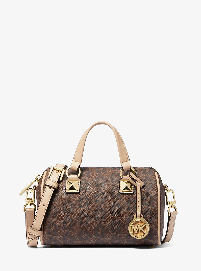 Grayson Small Empire Signature Logo Duffel Crossbody Bag in BROWN | Michael Kors