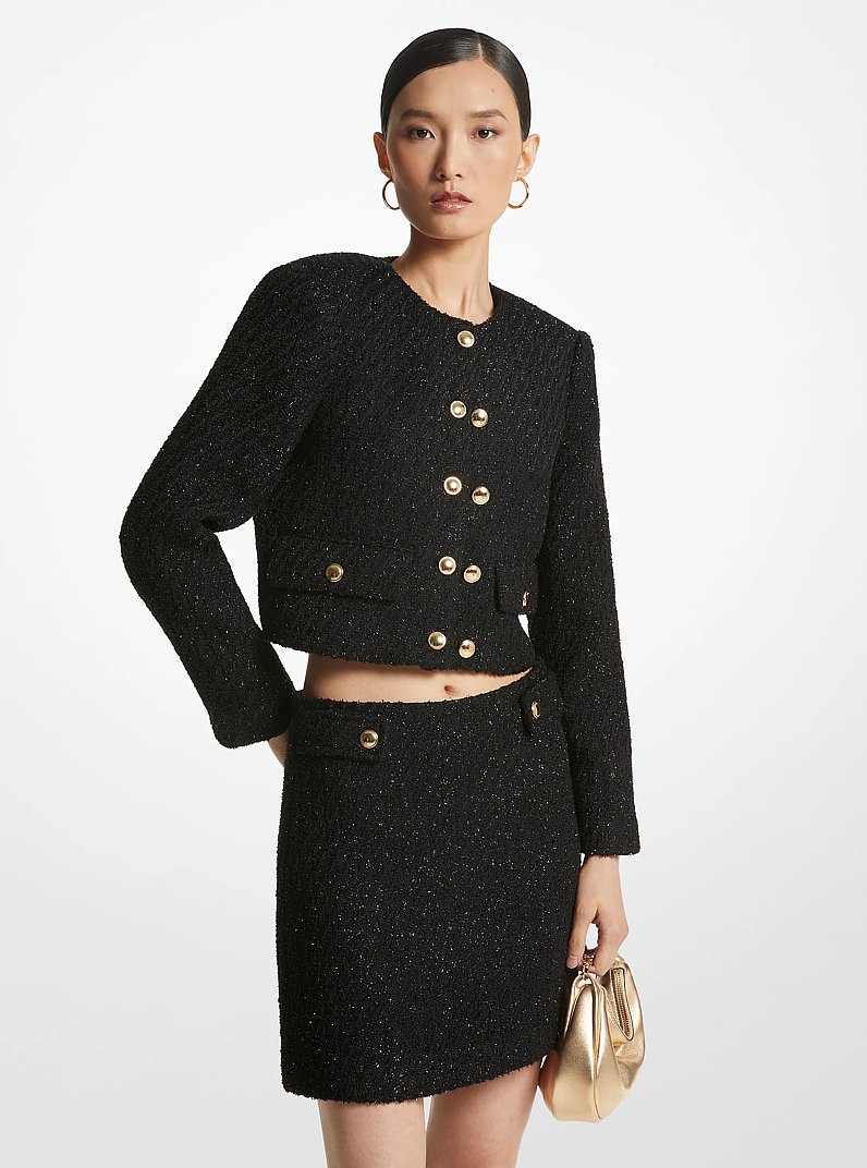 Metallic Tweed Jacket in BLACK | Michael Kors