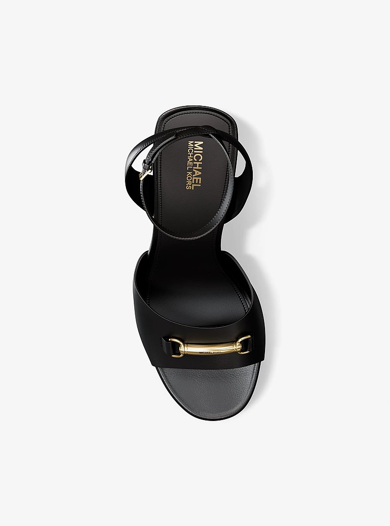 Carson Leather Wedge Sandal in BLACK | Michael Kors
