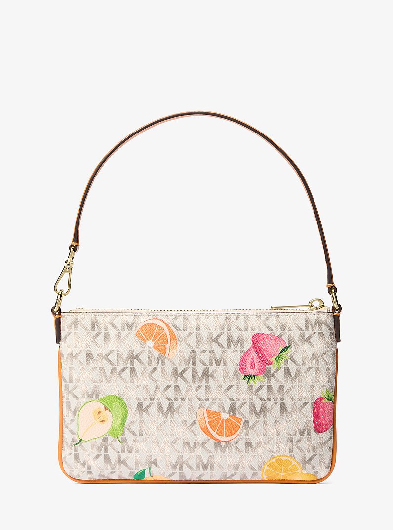 Jet Set Travel Small Printed Signature Logo Wristlet in RAD ORNGE