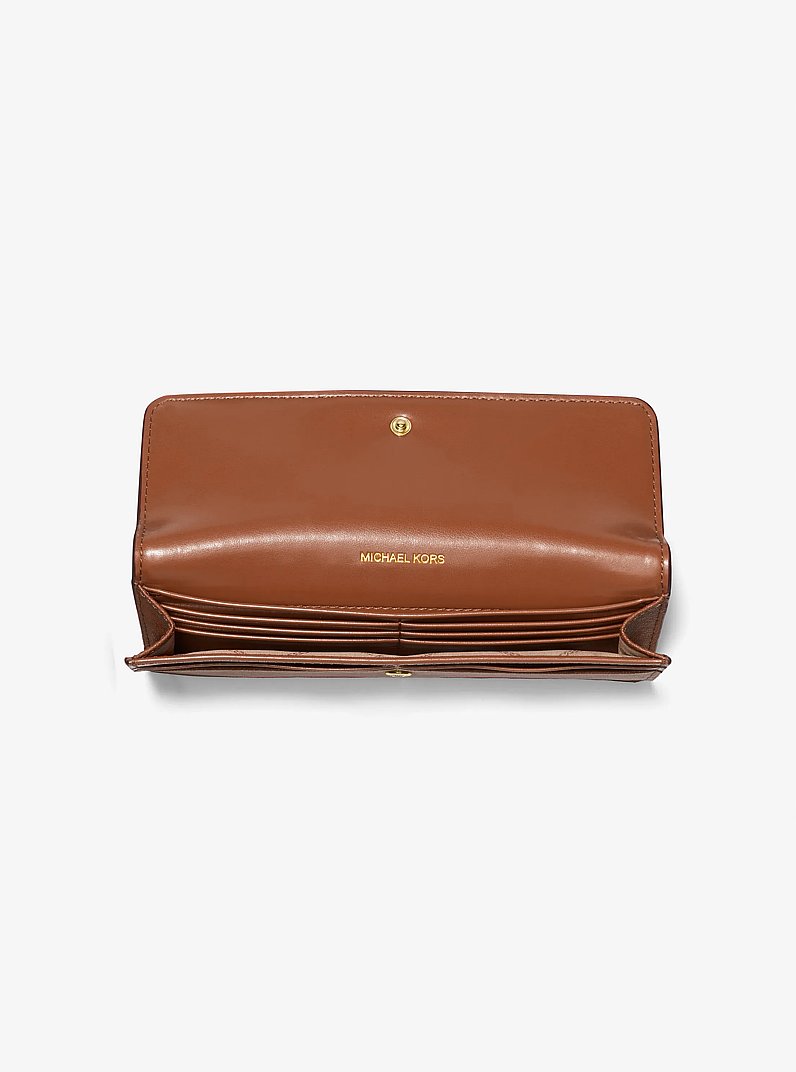 Jet Set Large Saffiano Leather Snap-Front Wallet in LUGGAGE | Michael Kors