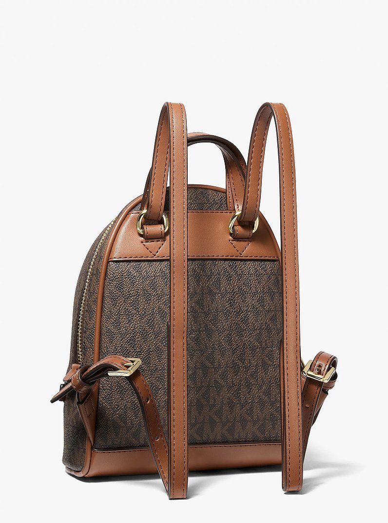 Rhea Extra-Small Signature Logo Backpack in BROWN | Michael Kors