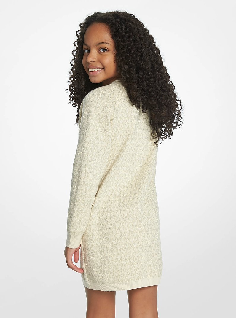 Metallic Logo Knit Dress in IVORY | Michael Kors