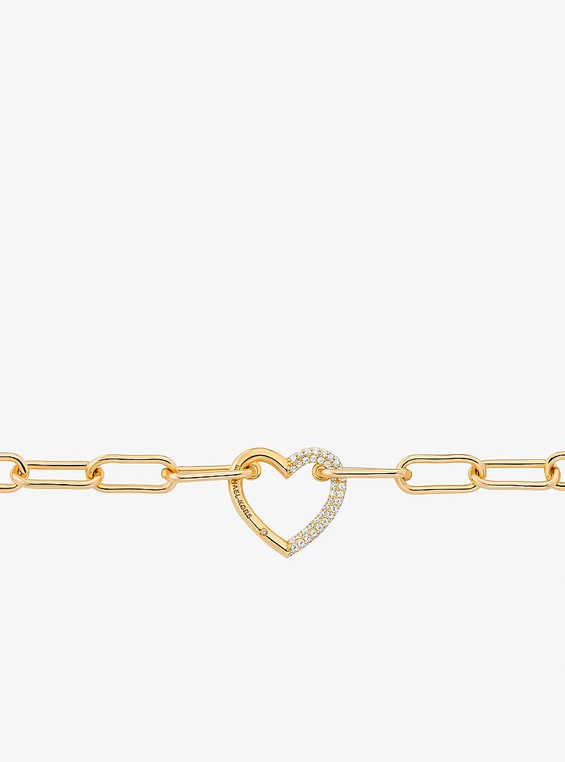 Pav&eacute; Heart Curb-Link Necklace in GOLD | Michael Kors