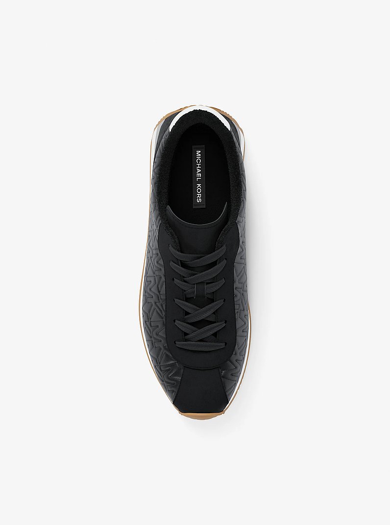 Rhodes Quilted Logo Leather Trainer in BLACK | Michael Kors