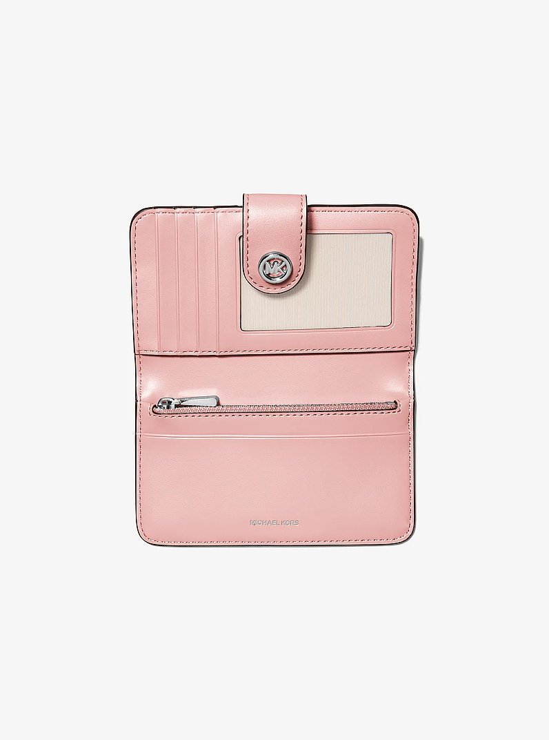 MK Pop Charm Medium Pebbled Leather Wallet in SMOKEY ROSE | Michael Kors