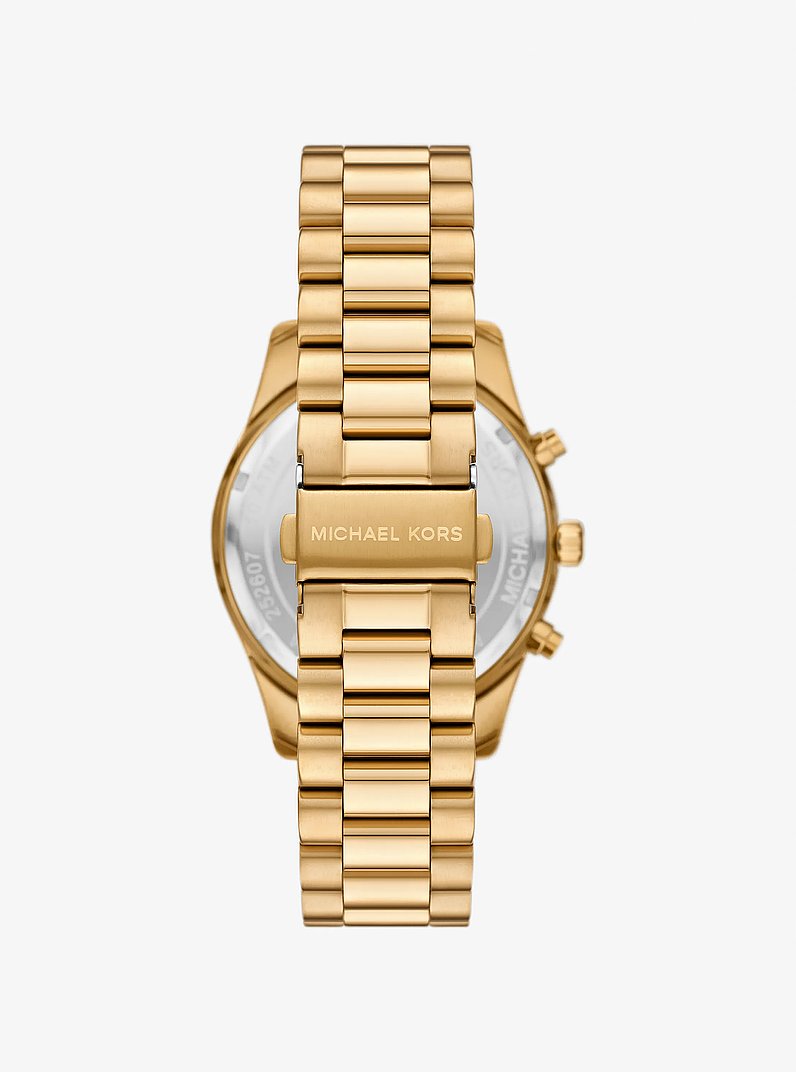 Oversized Lexington Pav&eacute; Gold-Tone Watch in GOLD | Michael Kors