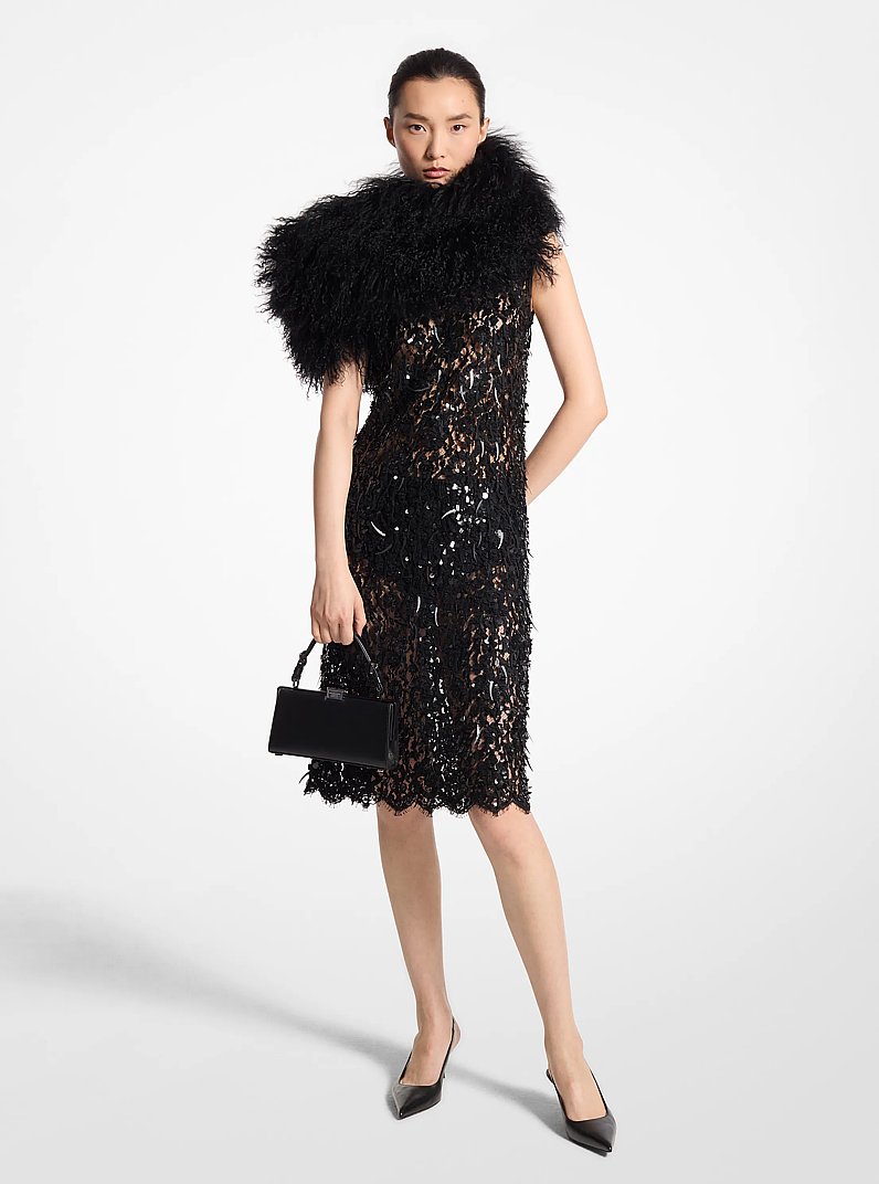 Mongolian Shearling Stole in BLACK | Michael Kors