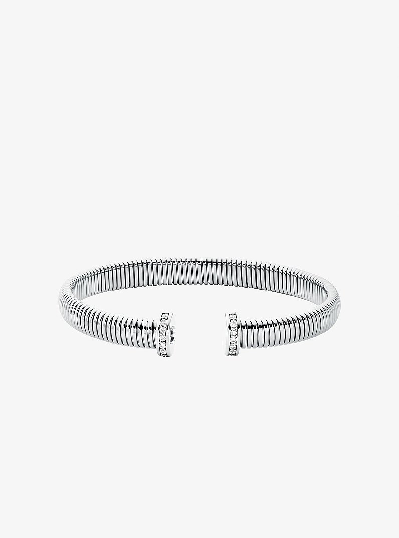 Bracelet-manchette Ribbon Flex &agrave; pav&eacute; in ARGENT | Michael Kors