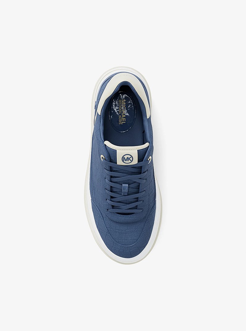 Sneaker Hayes in pelle scamosciata stampa coccodrillo con plateau in BLU FRANCESE | Michael Kors