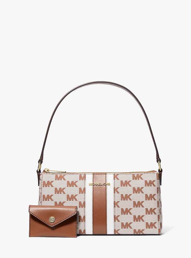 Vincent Medium Logo Jacquard Pochette with Card Case in LUGGAGE