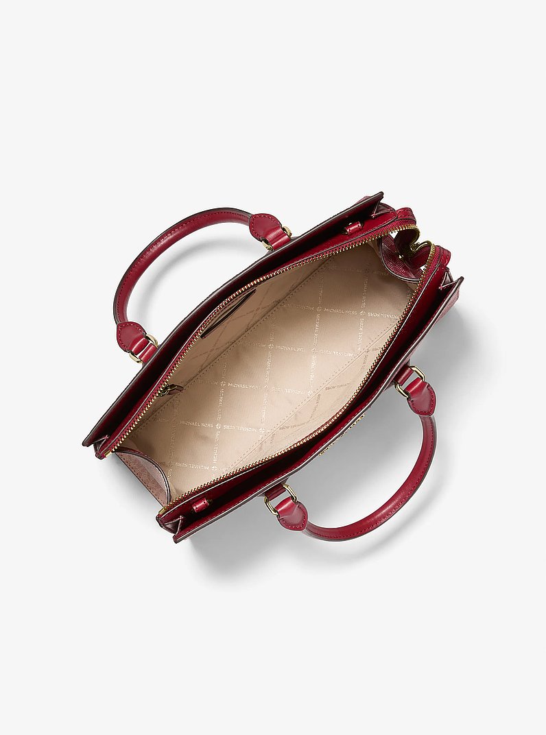 Sheila Medium Two-Tone Metallic Signature Logo Satchel in CHERRY MULTI | Michael Kors