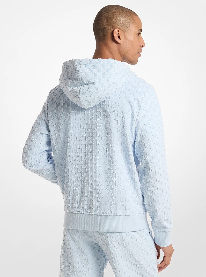 Logo Jacquard Terry Zip-Up Hoodie in PASTEL BLUE | Michael Kors