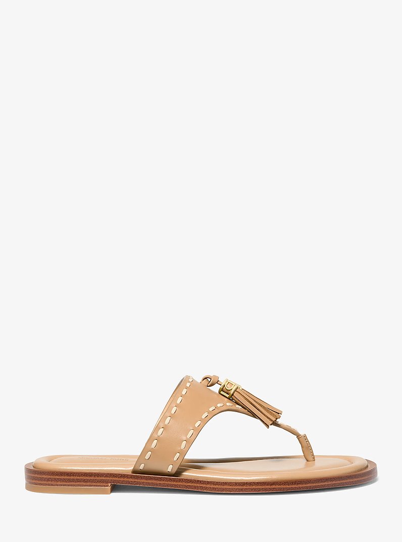 Kiernan Leather Sandal in CAMEL | Michael Kors